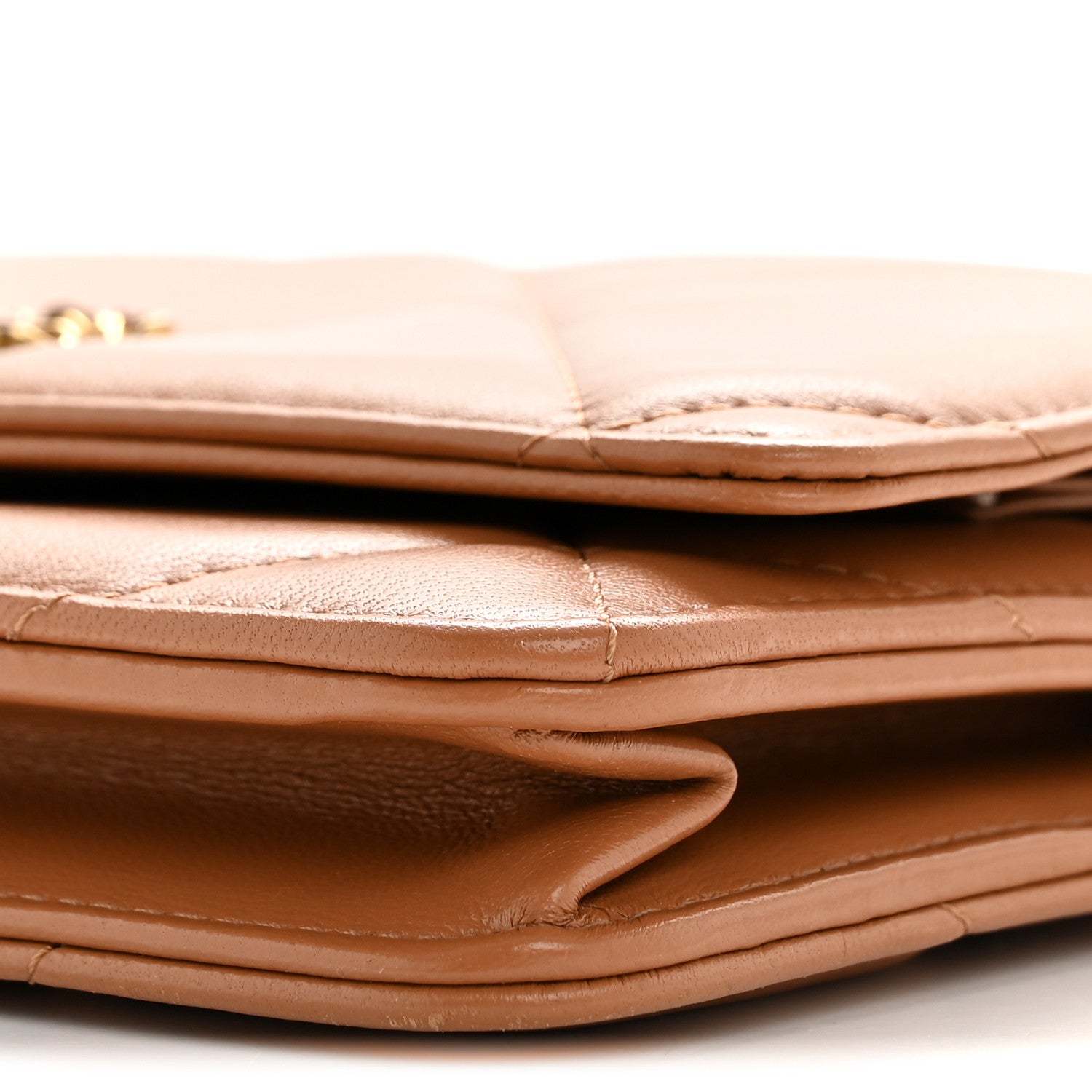 Lambskin Quilted Chanel 19 Wallet On Chain WOC Brown