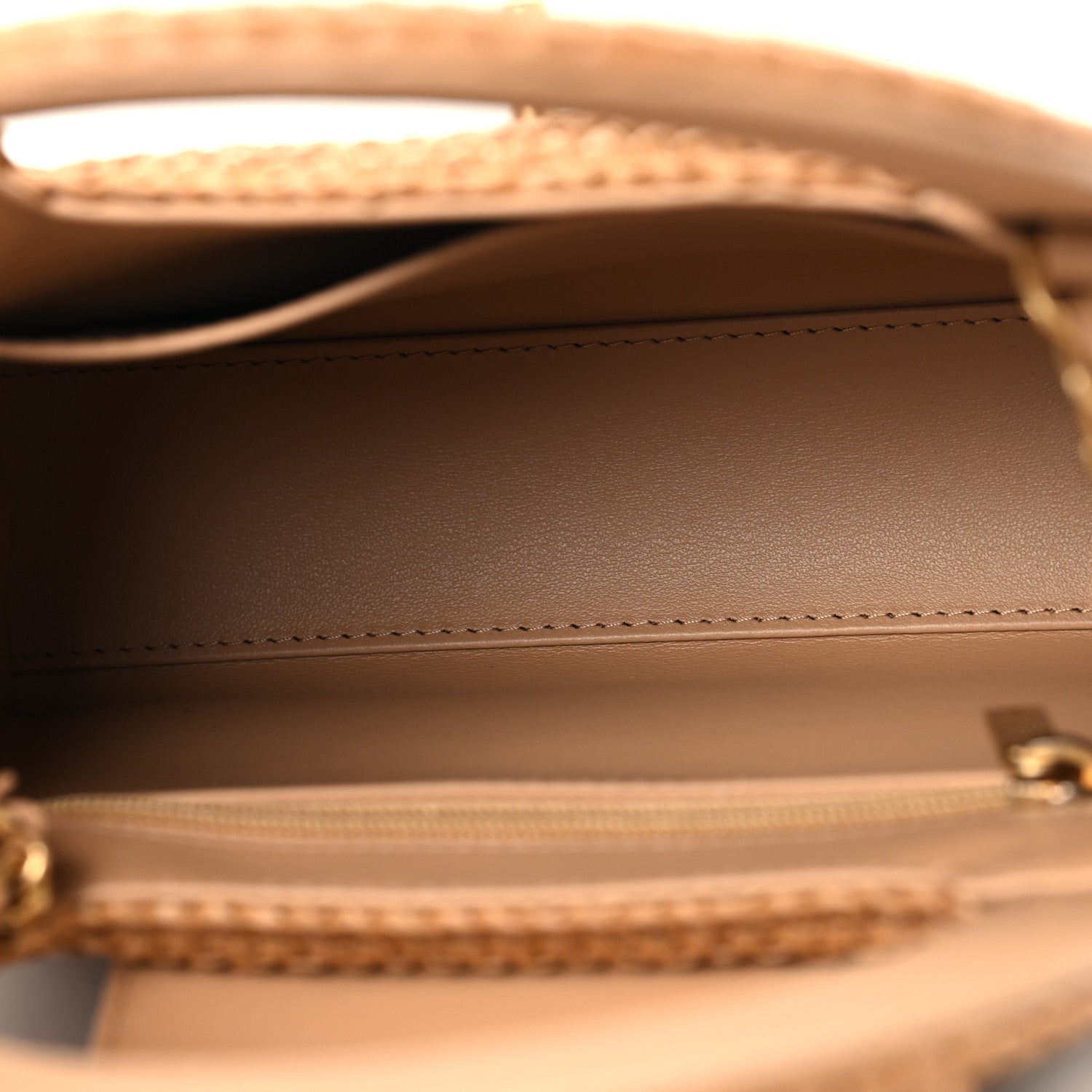 Braided Raffia Nano Kelly Flap Bag Dark Beige