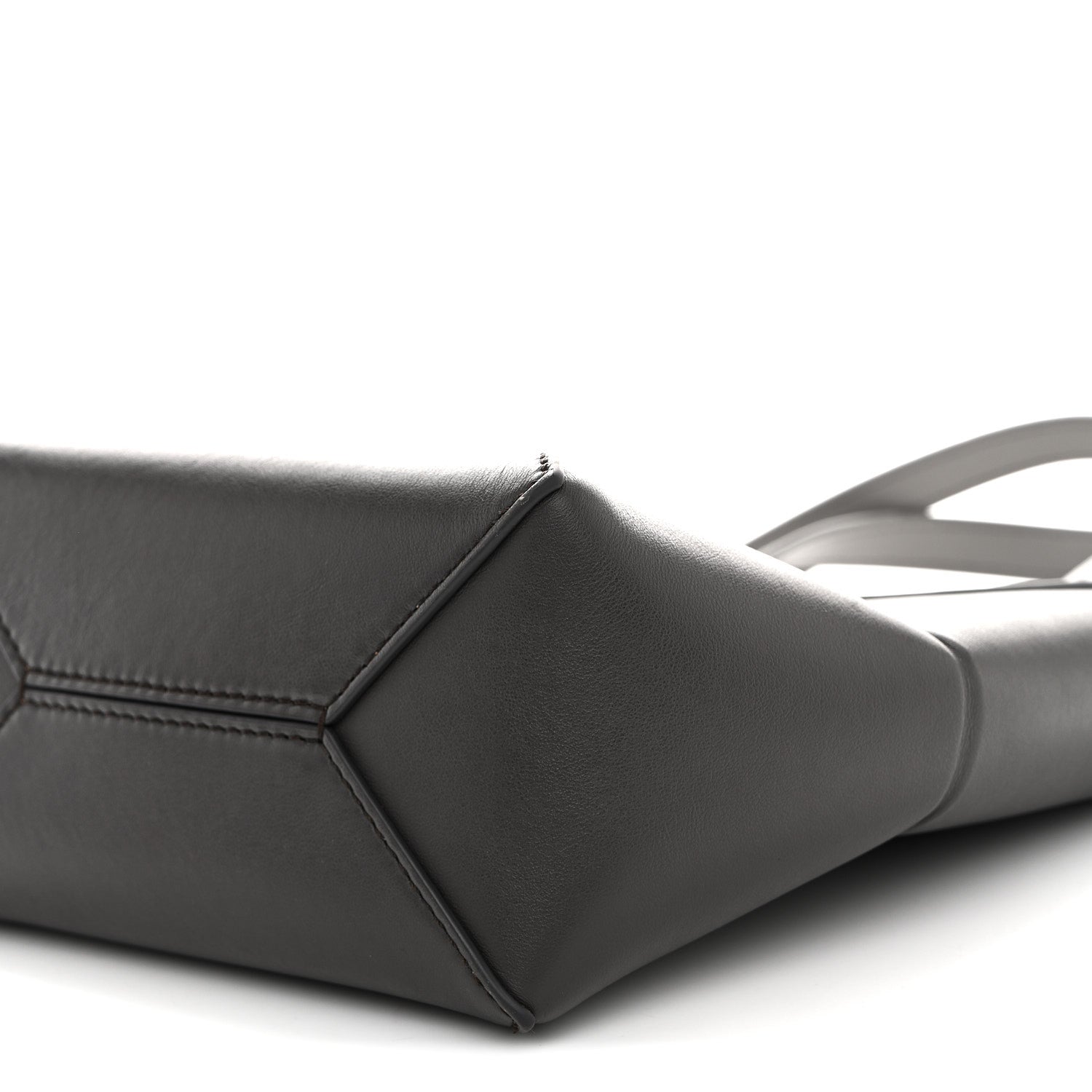 Shiny Calfskin Mini Puzzle Fold Tote Pearl Grey Dark Grey
