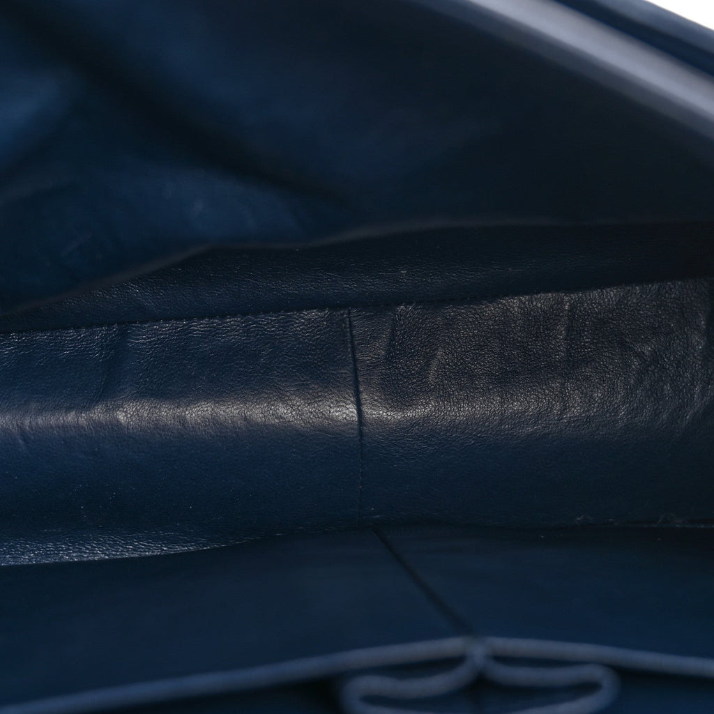 Caviar Quilted Maxi Double Flap Navy Blue