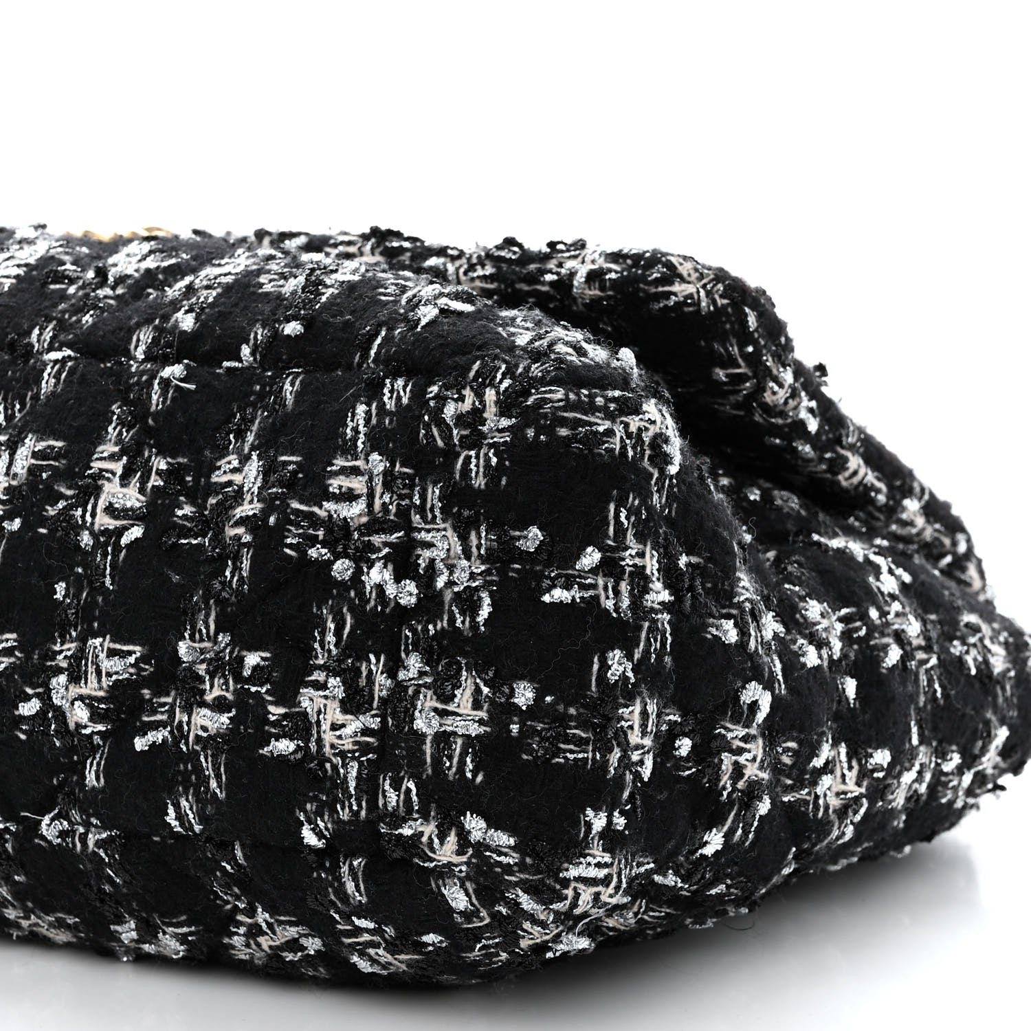 Tweed Quilted Maxi Chanel 19 Flap Black Silver Ecru