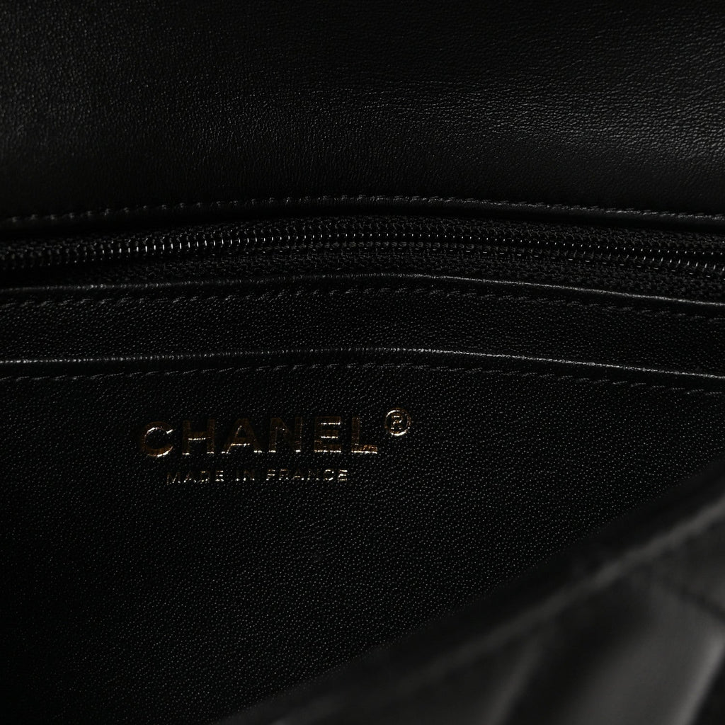 Lambskin Quilted Mini Rectangular Flap Black