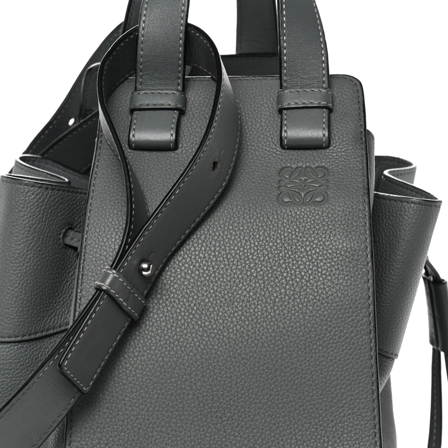 Grained Calfskin Medium Hammock Shoulder Bag Blue