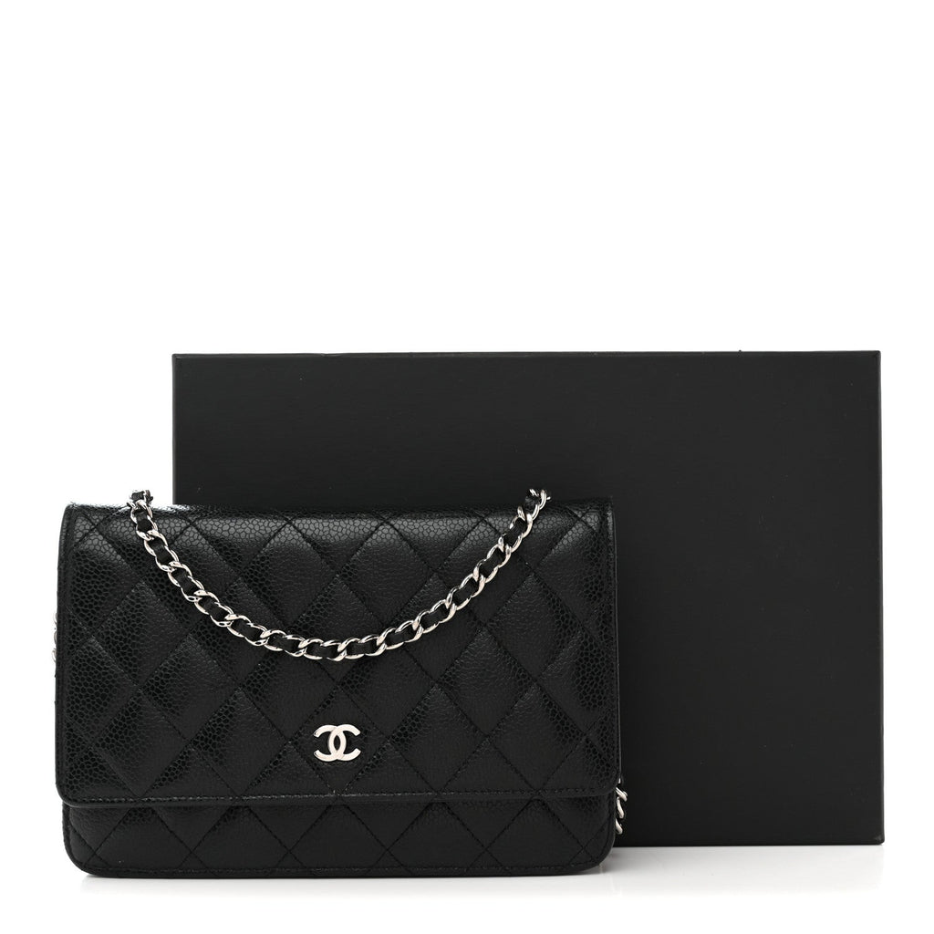 Caviar Quilted Wallet On Chain WOC Black
