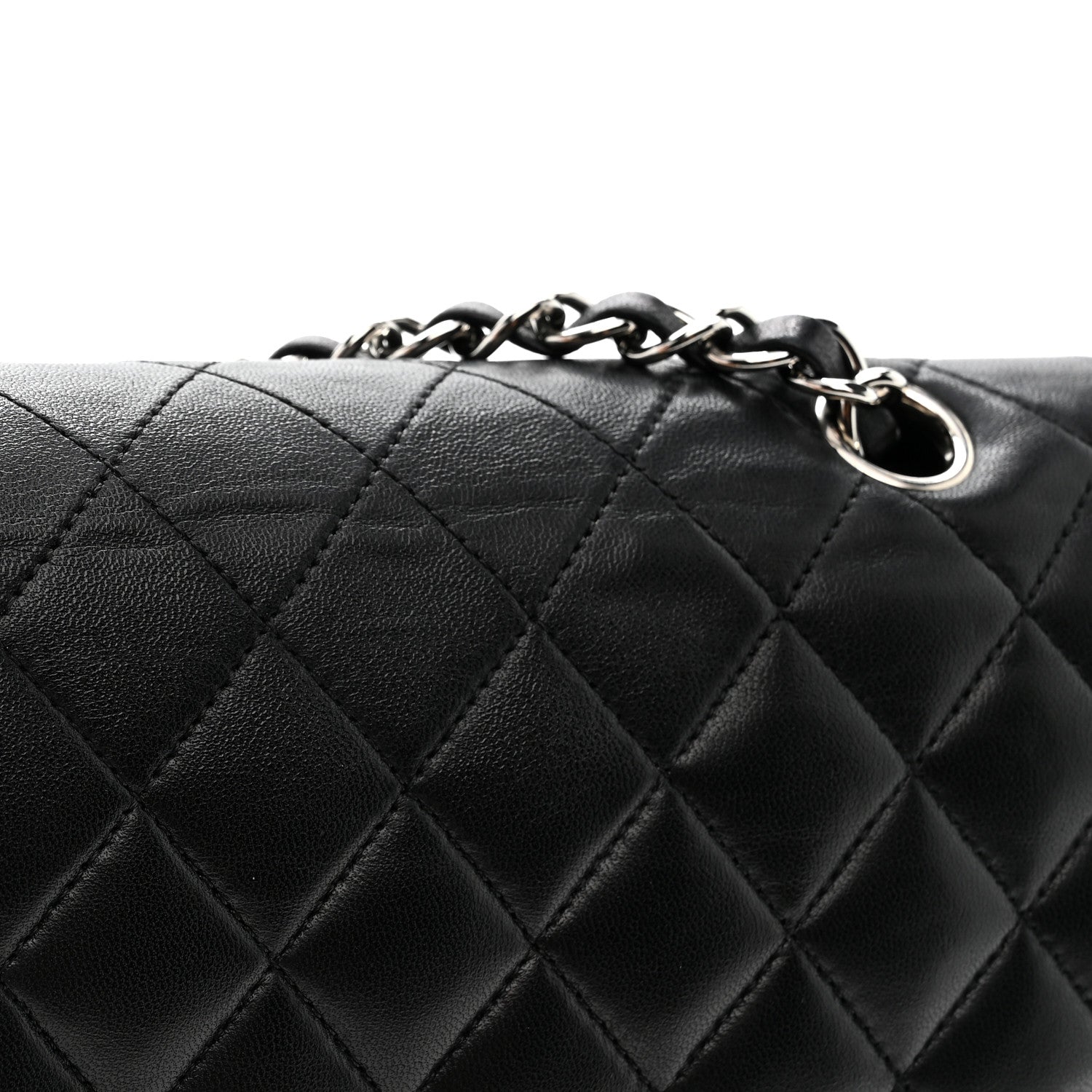 Lambskin Quilted Medium Double Flap Black