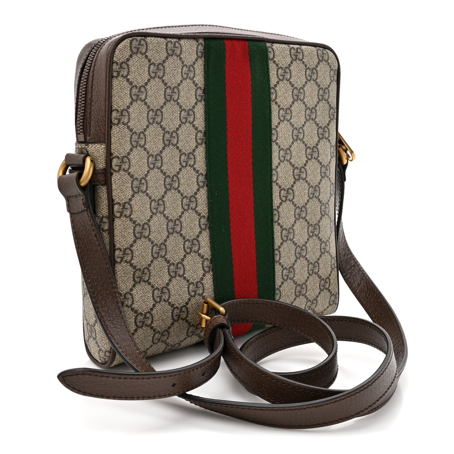 GG Supreme Monogram Web Small Ophidia Messenger Bag Brown