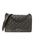 Calfskin Double Stitch New Medium Boy Flap Grey