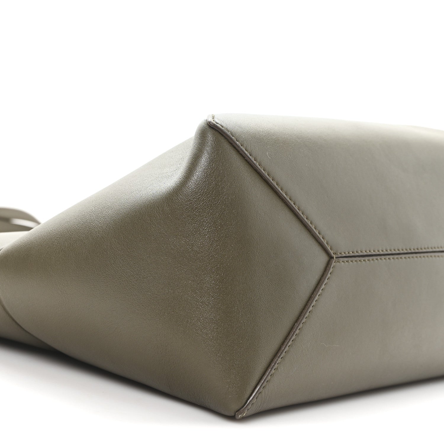 Shiny Calfskin Medium Puzzle Fold Tote Dark Khaki Green