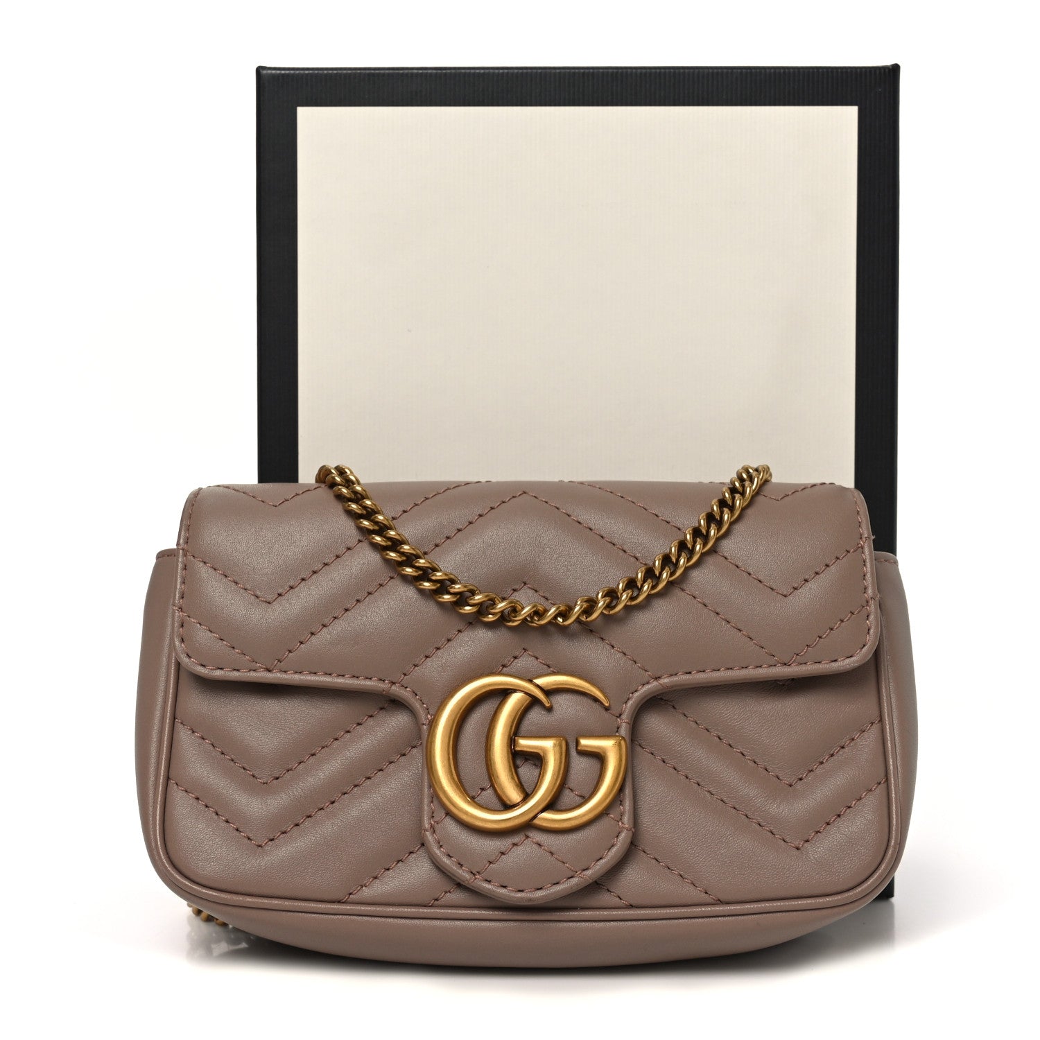 Calfskin Matelasse Super Mini GG Marmont Shoulder Bag Porcelain Rose