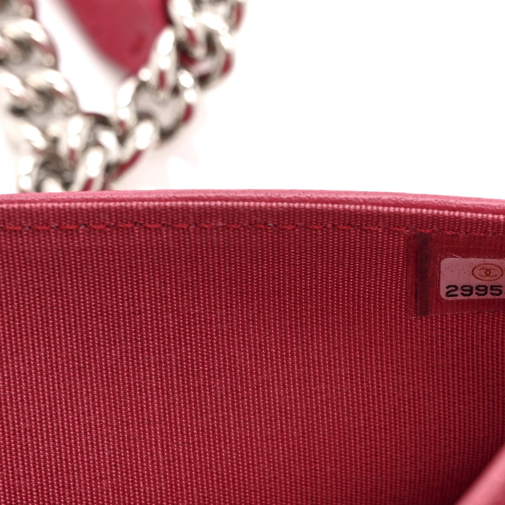 Lambskin Quilted Boy Wallet On Chain WOC Dark Fuchsia
