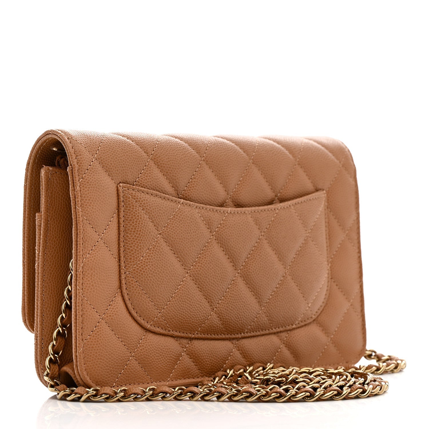 Caviar Quilted Wallet on Chain WOC Dark Beige