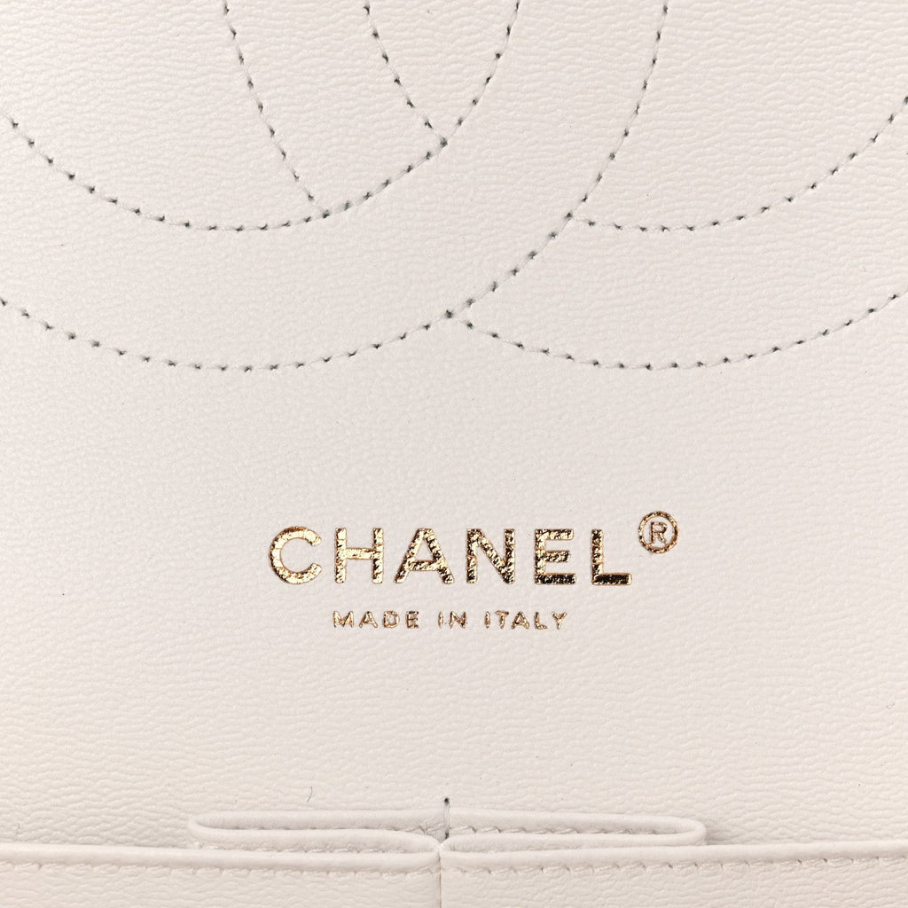 Caviar Quilted Jumbo Double Flap White