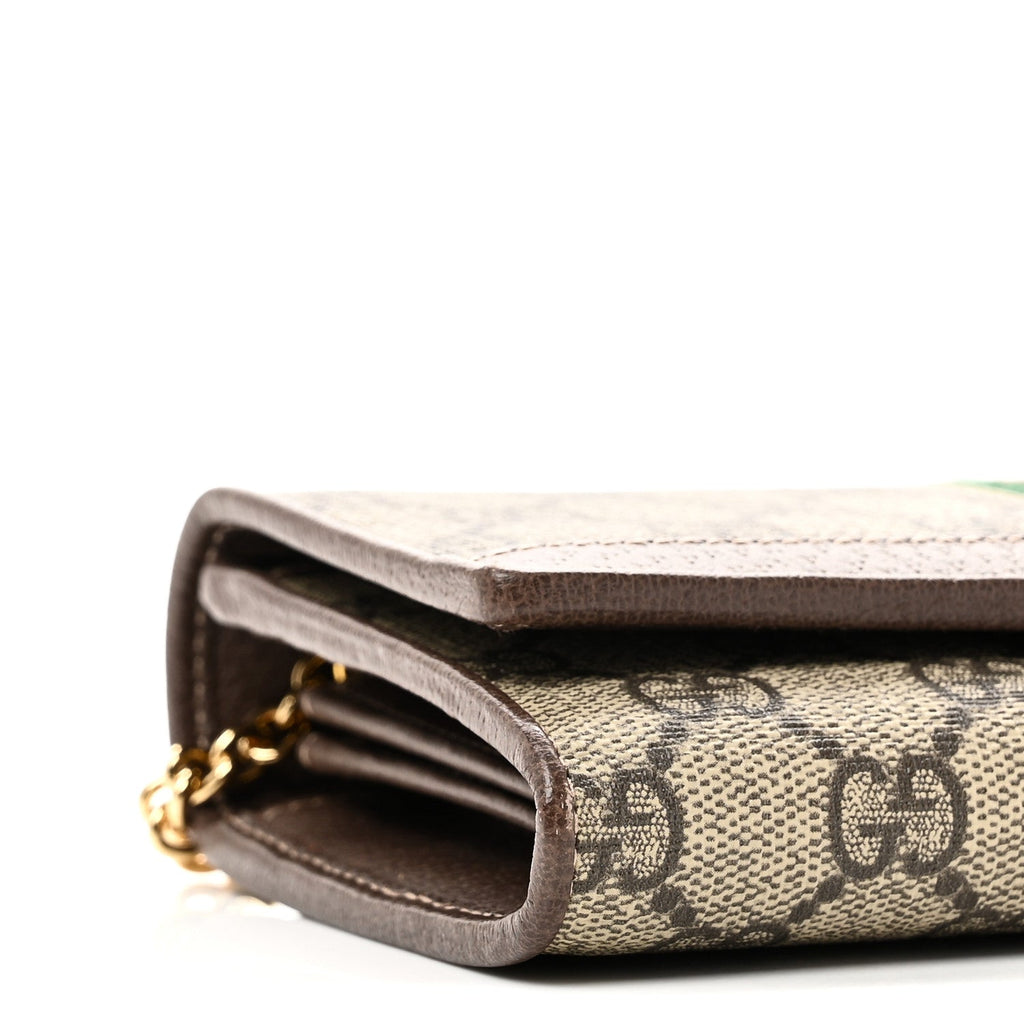 GG Supreme Monogram Web Ophidia Wallet On Chain Brown