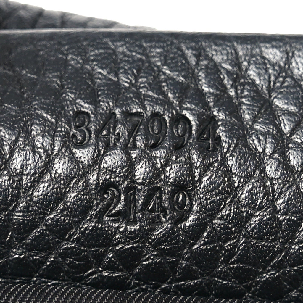 Pebbled Calfskin Small Soho Disco Bag Black