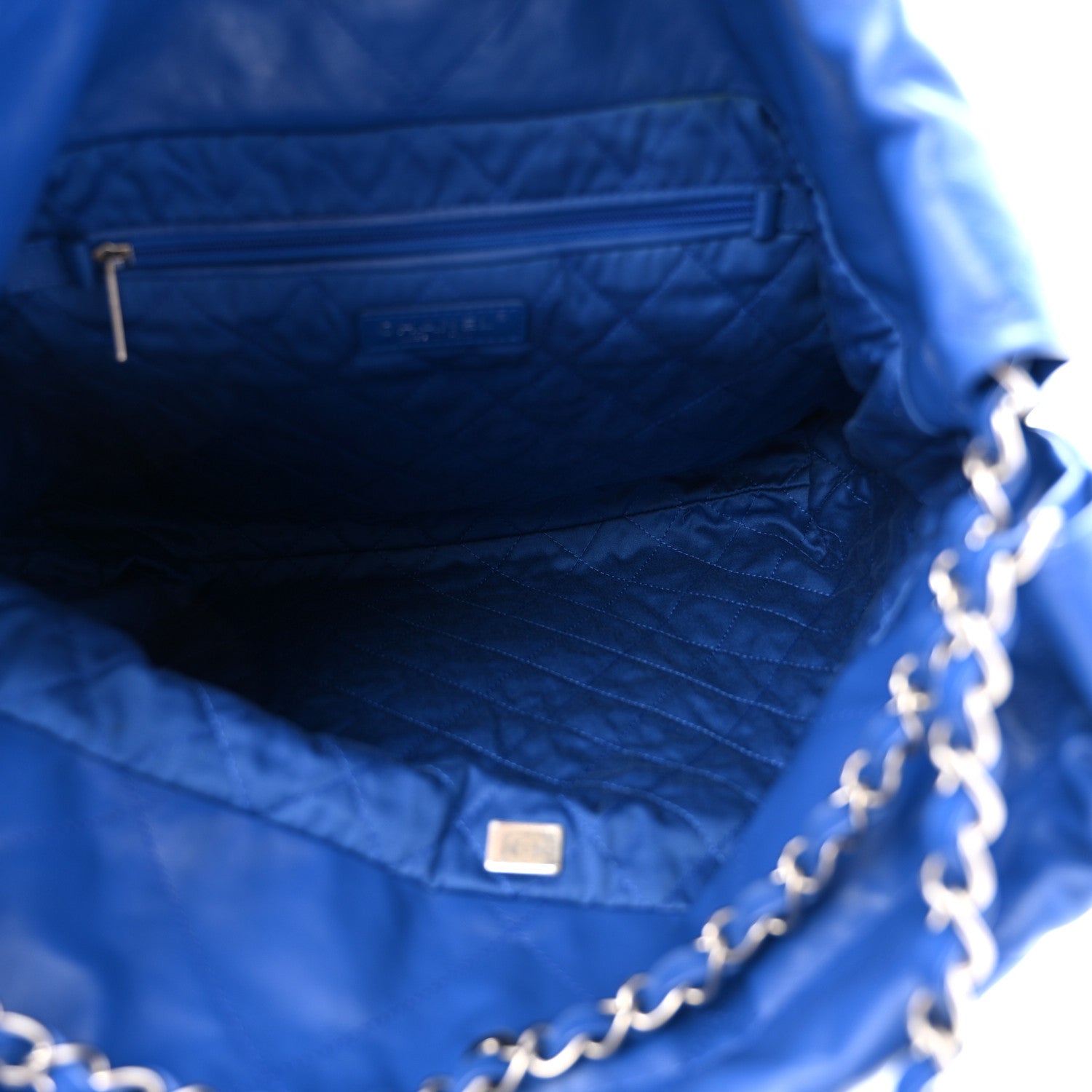 Shiny Calfskin Quilted Chanel 22 Blue
