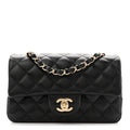 Lambskin Quilted Mini Rectangular Flap Black