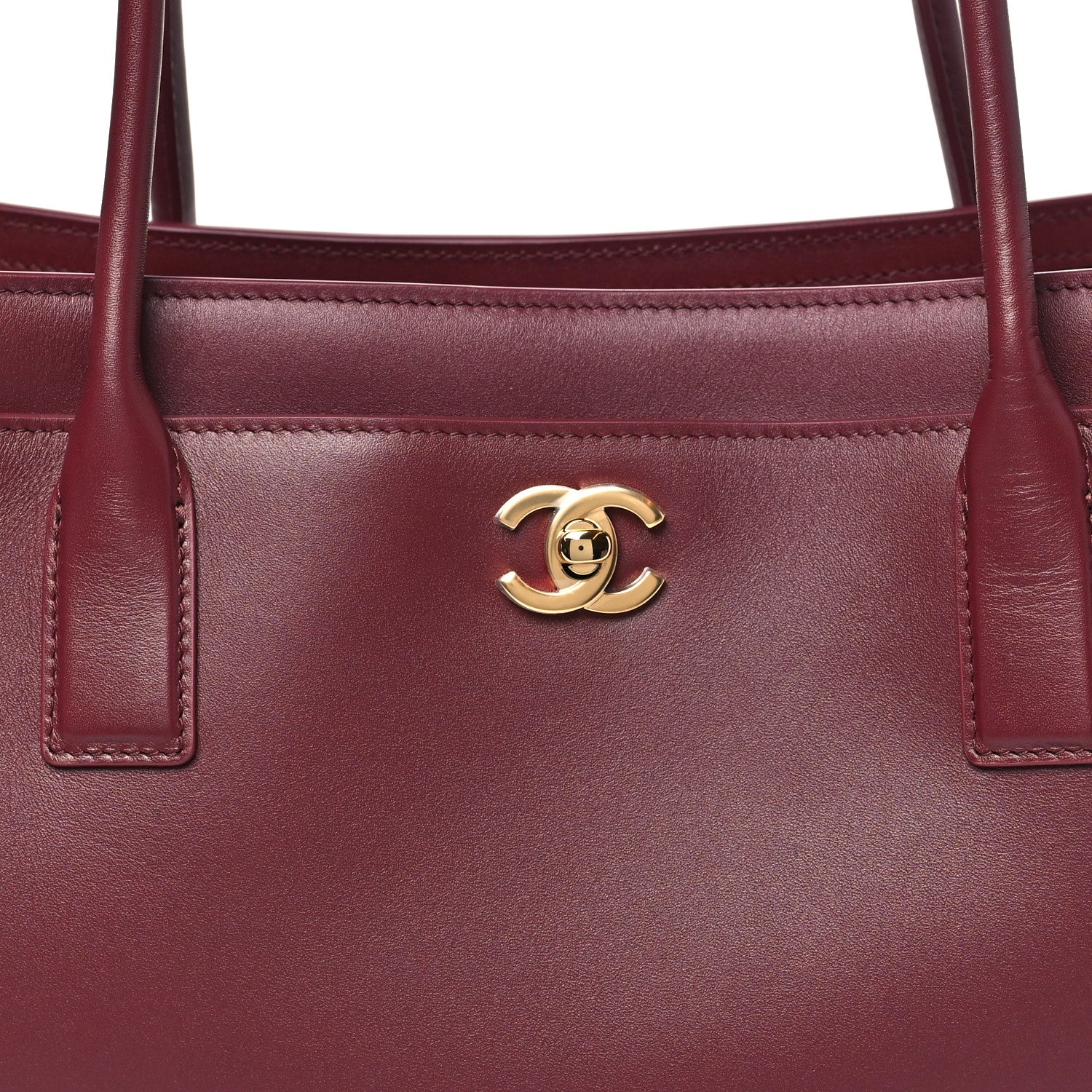 Calfskin Archetype Small Shopping Tote Dark Burgundy