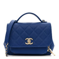 Caviar Quilted Small Business Affinity Flap Dark Blue