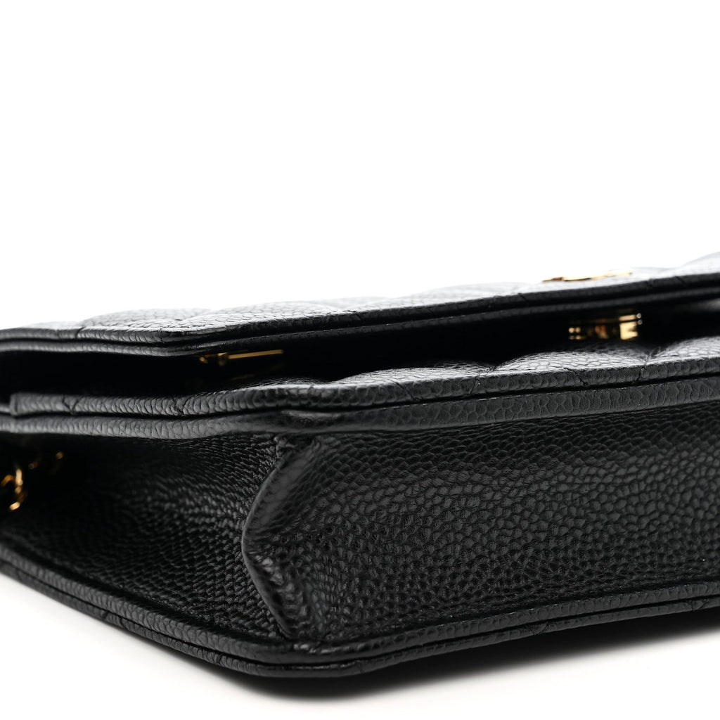 Caviar Quilted Wallet on Chain WOC Black