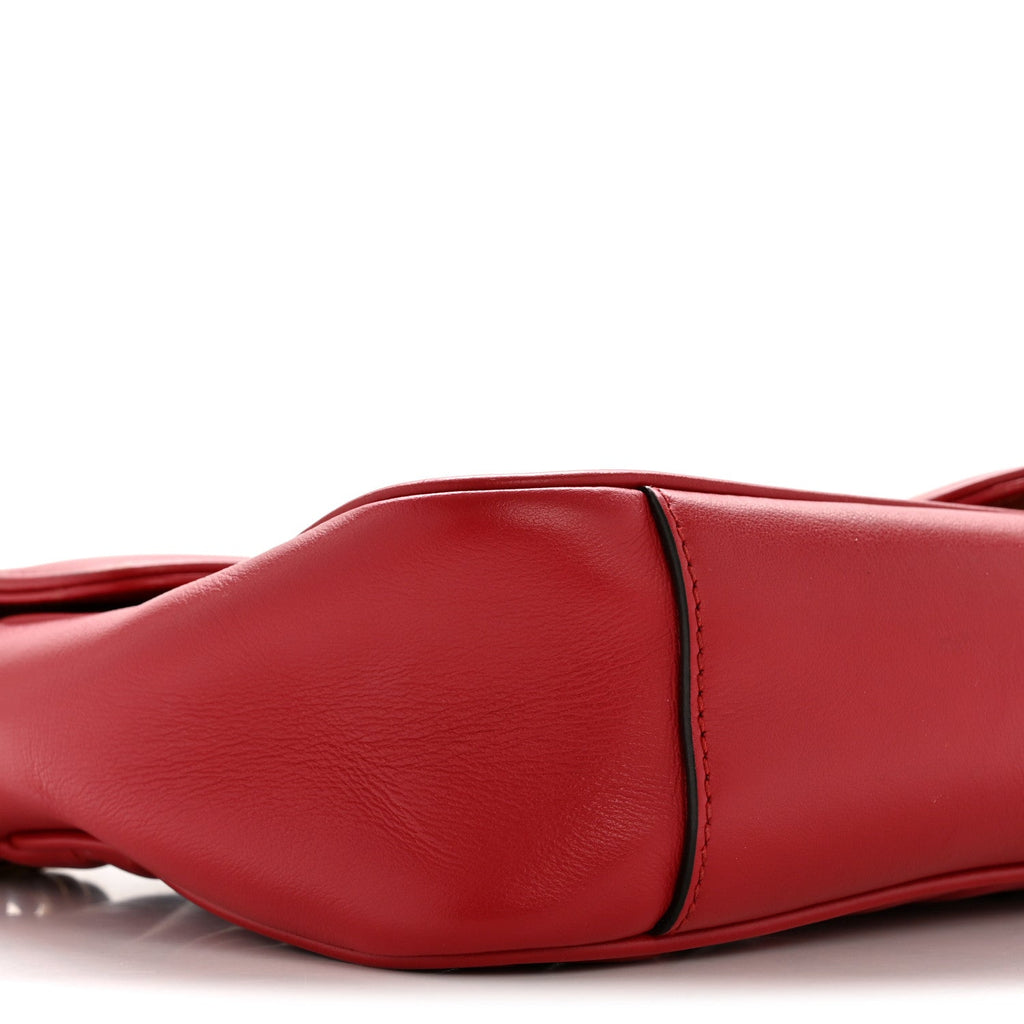 Calfskin Matelasse Small GG Marmont Shoulder Bag Hibiscus Red
