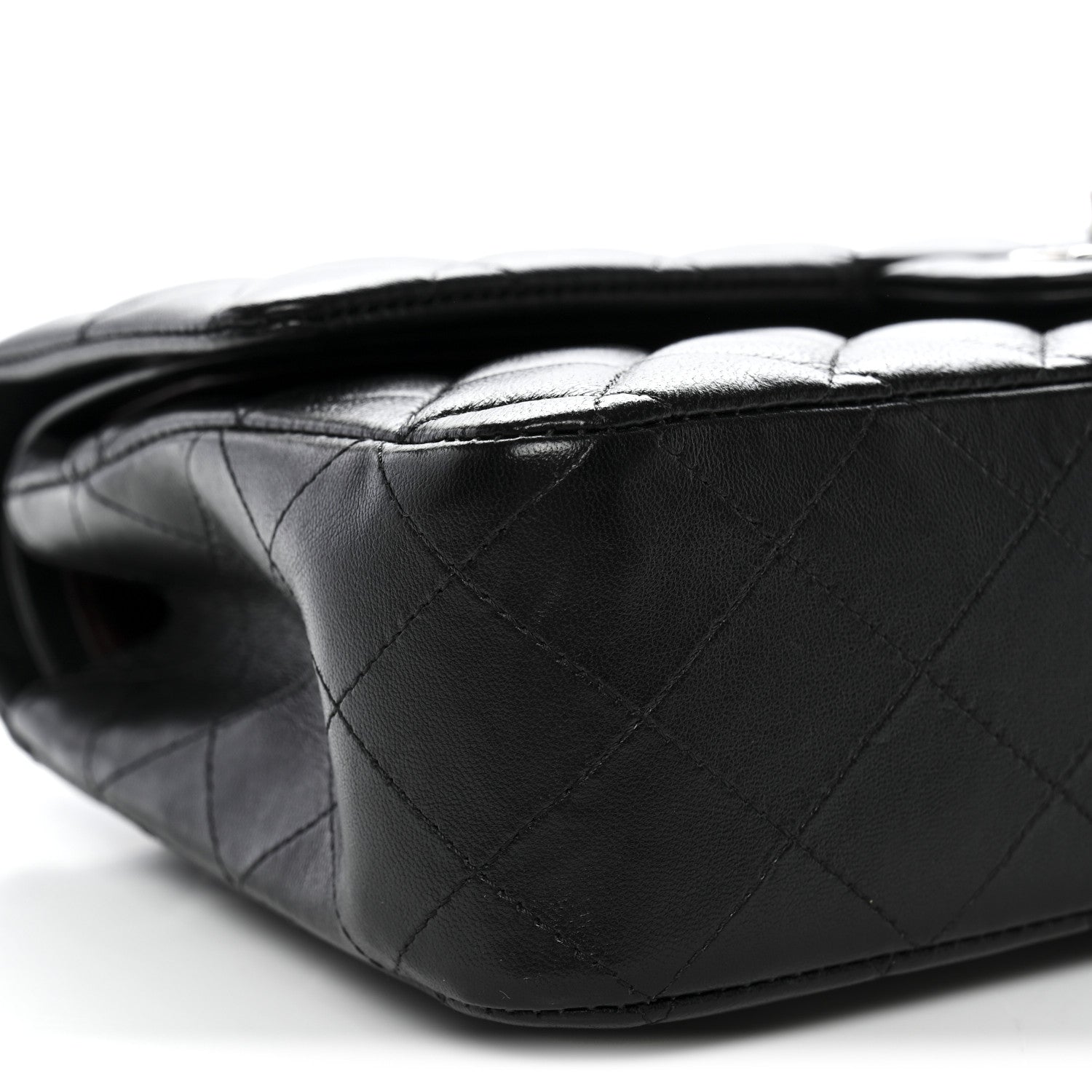Lambskin Quilted Medium Double Flap Black