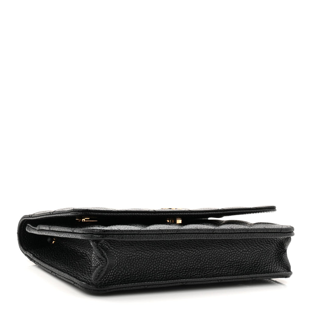 Caviar Quilted Wallet on Chain WOC Black