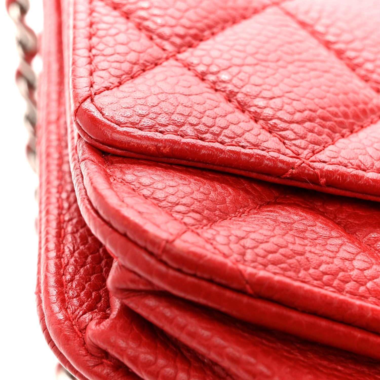 Caviar Quilted Wallet on Chain WOC Red