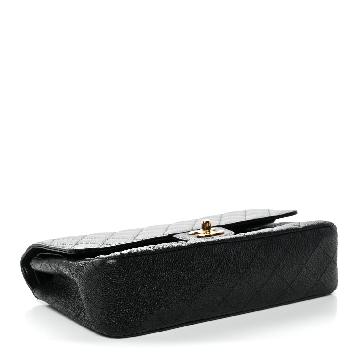 Caviar Quilted Medium Double Flap Black