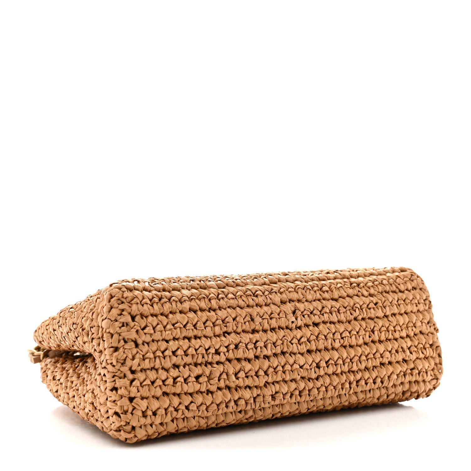 Braided Raffia Nano Kelly Flap Bag Dark Beige