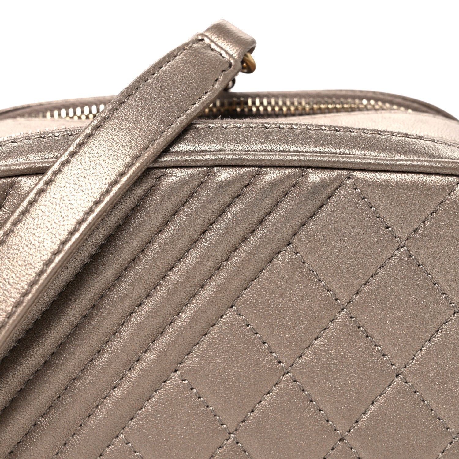 Metallic Lambskin Mini Coco Boy Camera Case Dark Gold