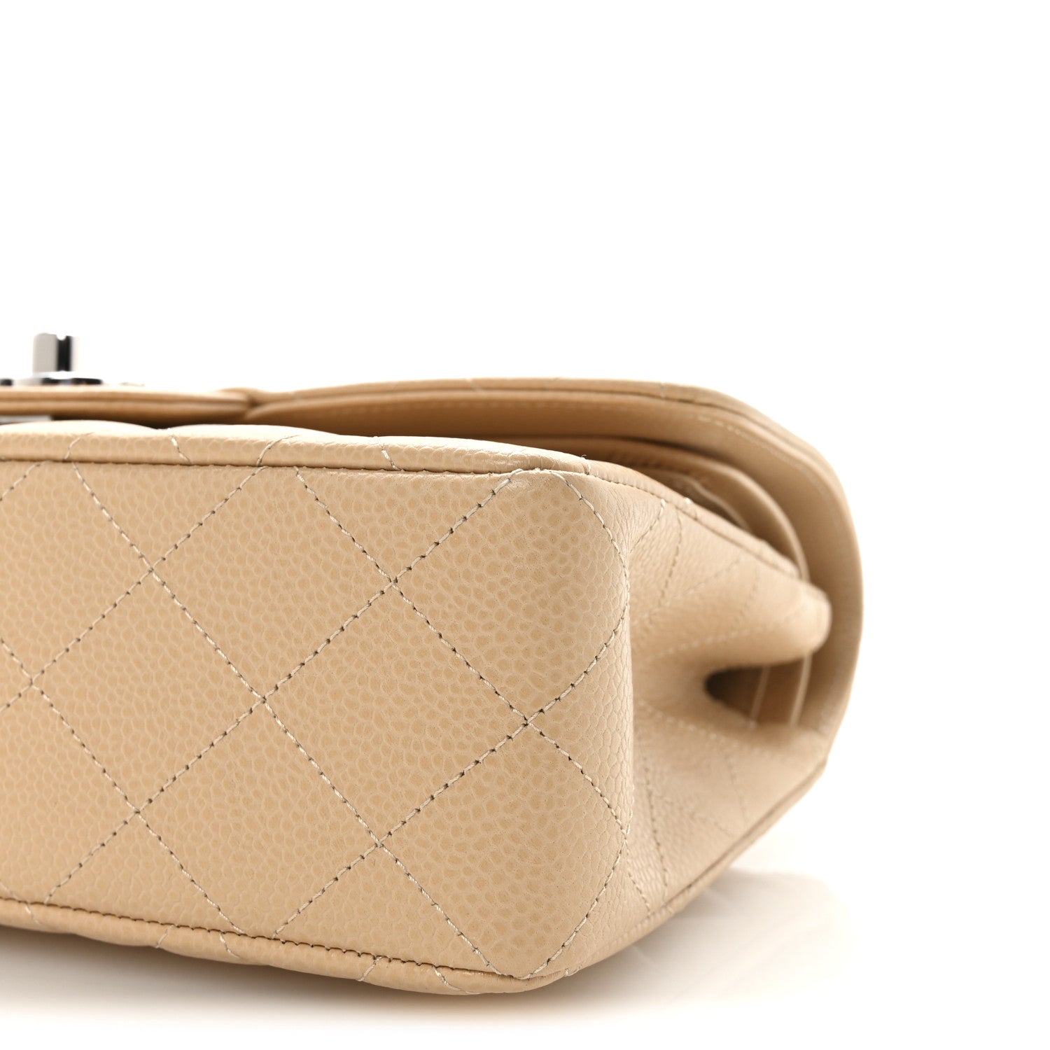 Caviar Quilted Small Double Flap Beige