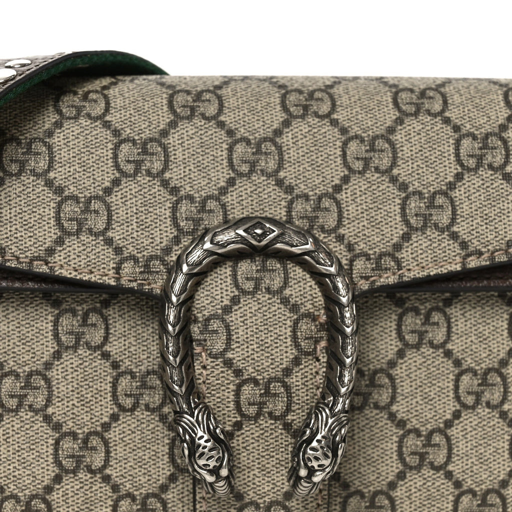GG Supreme Web Monogram Textured Dollar Calfskin Dionysus Small Shoulder Bag Beige Ebony New Acero