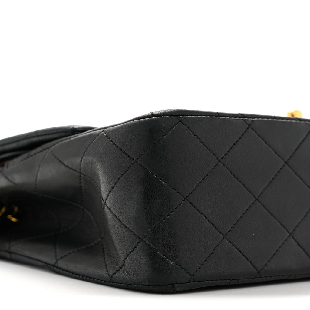 Lambskin Quilted Medium Double Flap Black