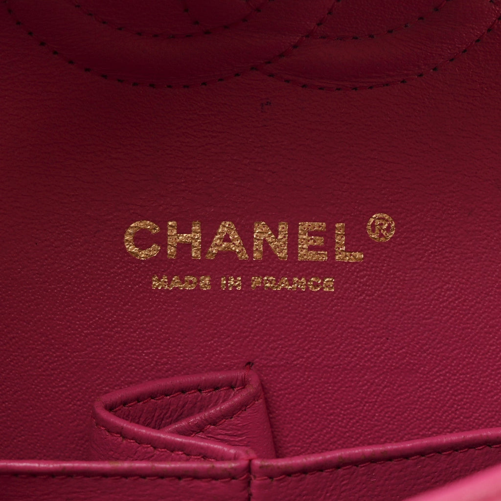 Lambskin Quilted Medium Double Flap Fuchsia