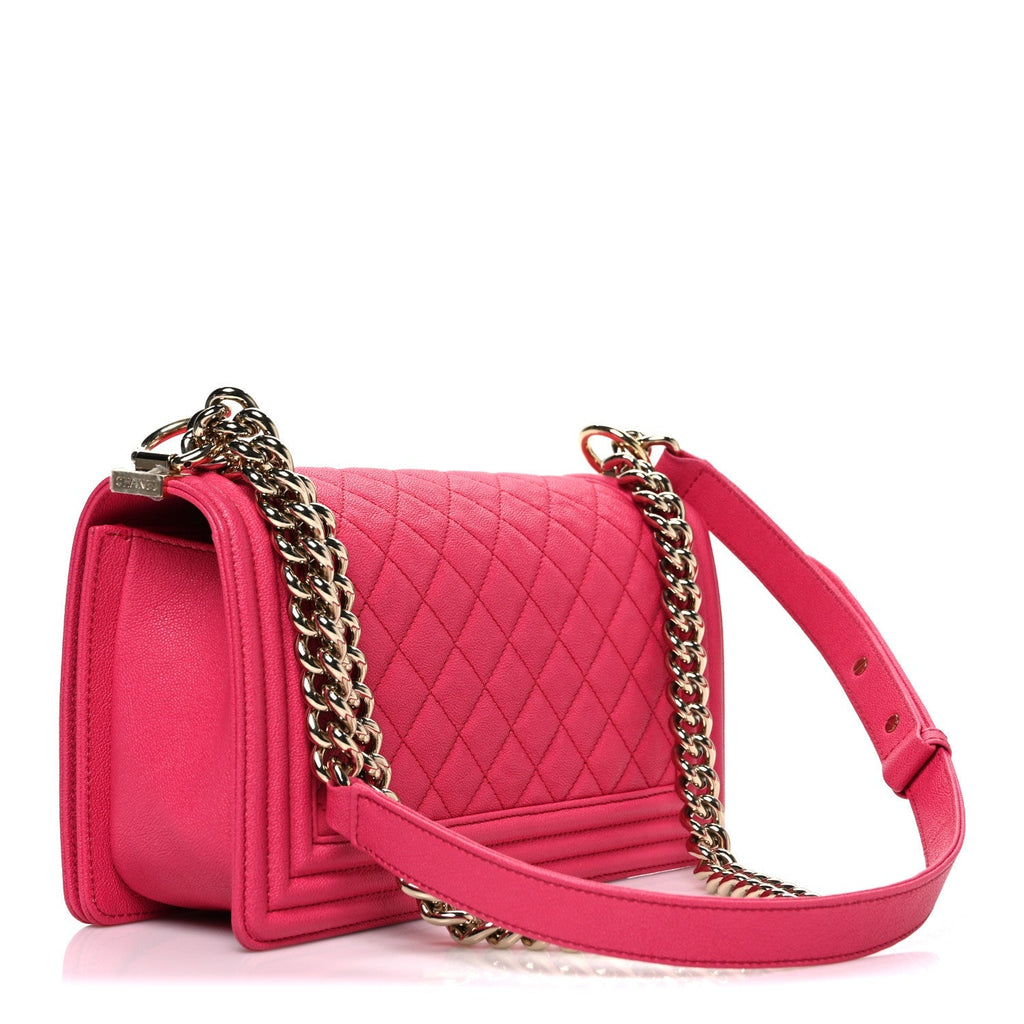 Caviar Quilted Medium Boy Flap Pink