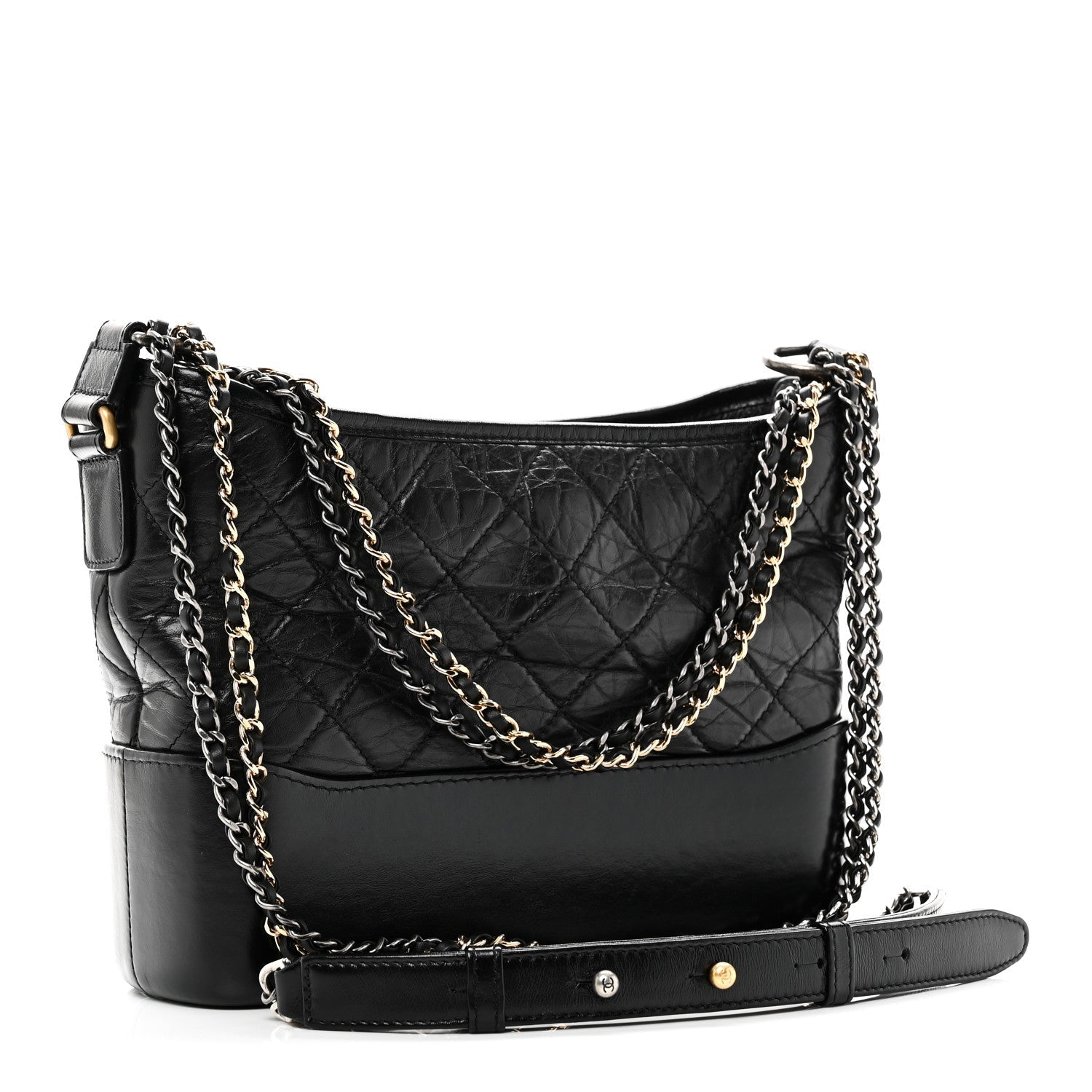 Aged Calfskin Quilted New Medium Gabrielle Hobo Black