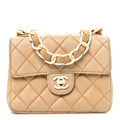 Lambskin Quilted Bekko Resin Mini Square Flap Beige