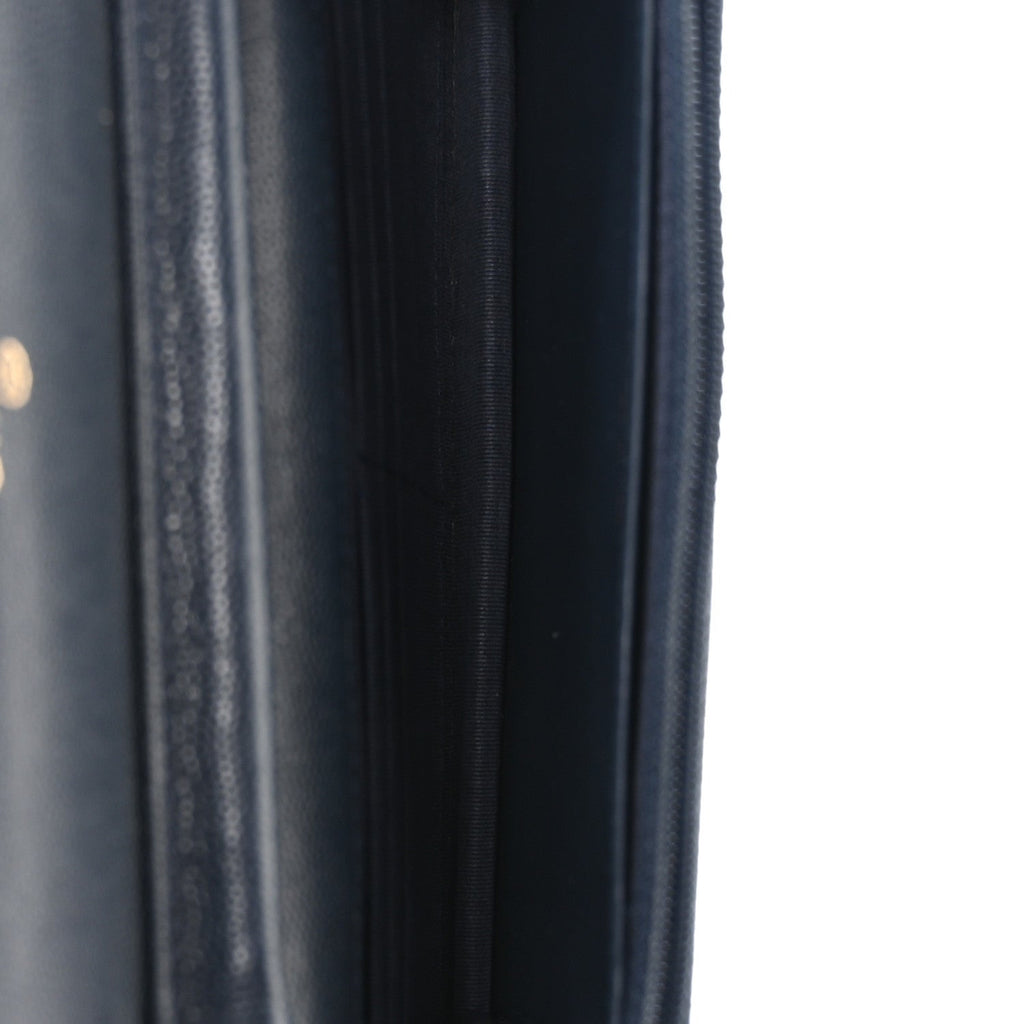 Caviar Quilted Wallet on Chain WOC Navy Blue