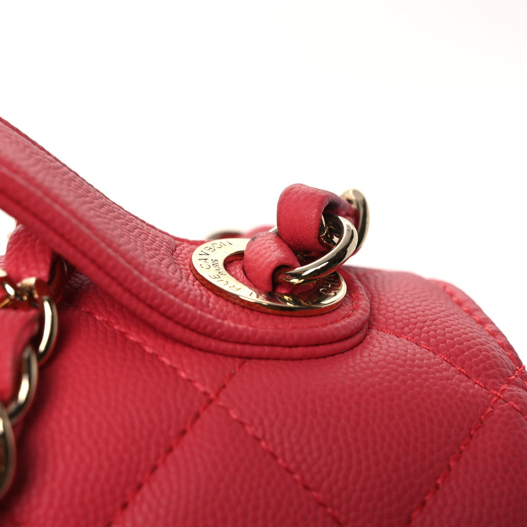 Caviar Quilted Small Business Affinity Flap Dark Pink