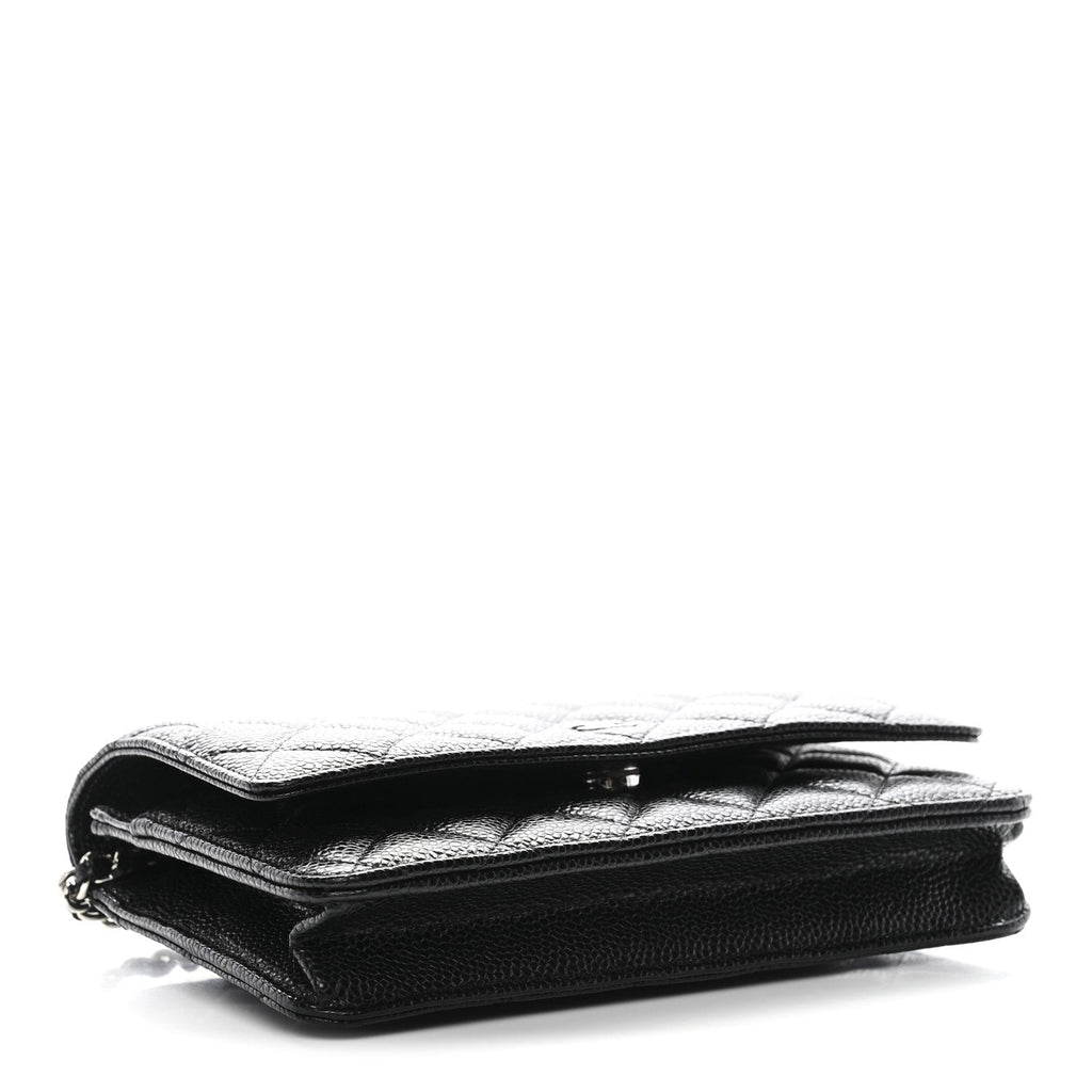 Caviar Quilted Wallet on Chain WOC Black