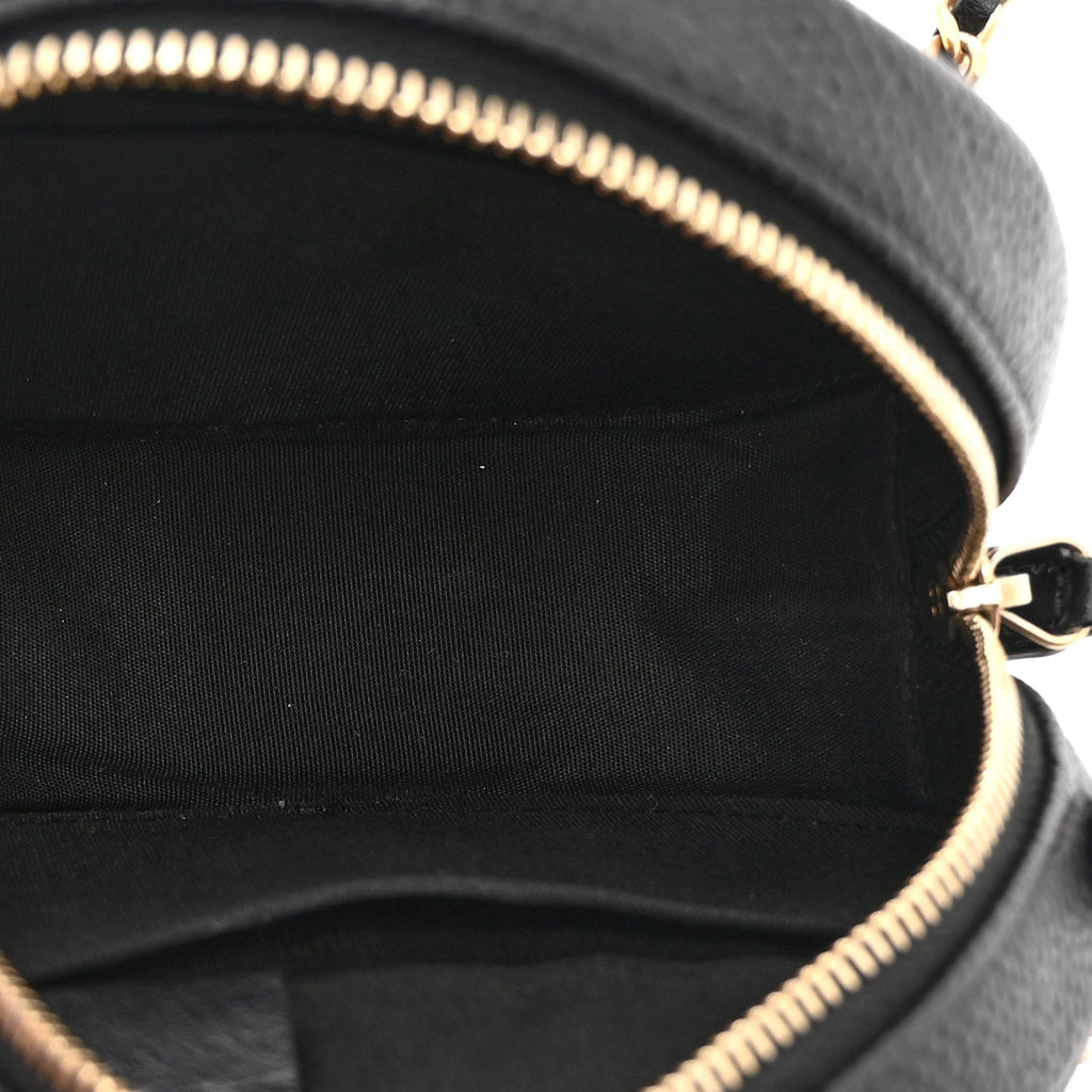Caviar Quilted Round Filigree Crossbody Black