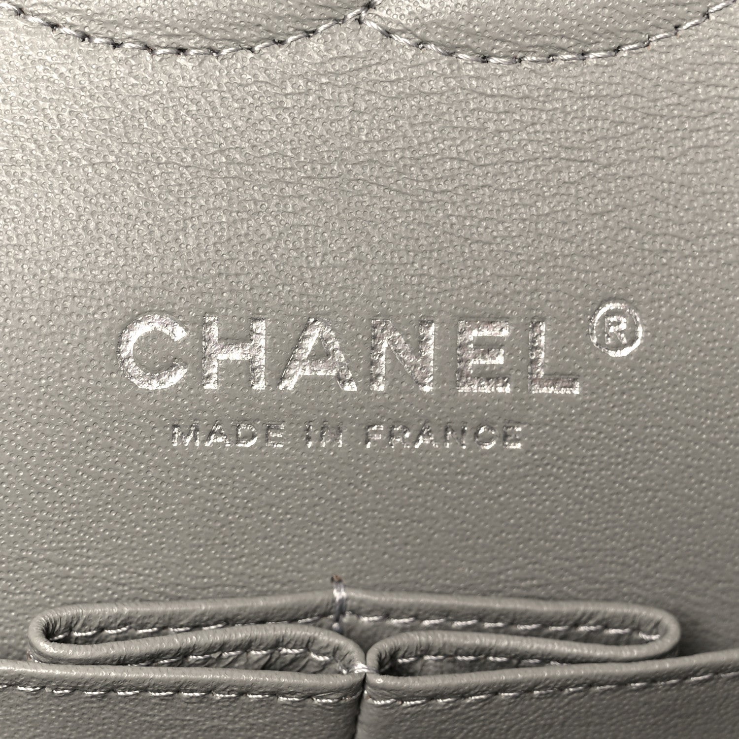 Lambskin Quilted Medium Double Flap Grey