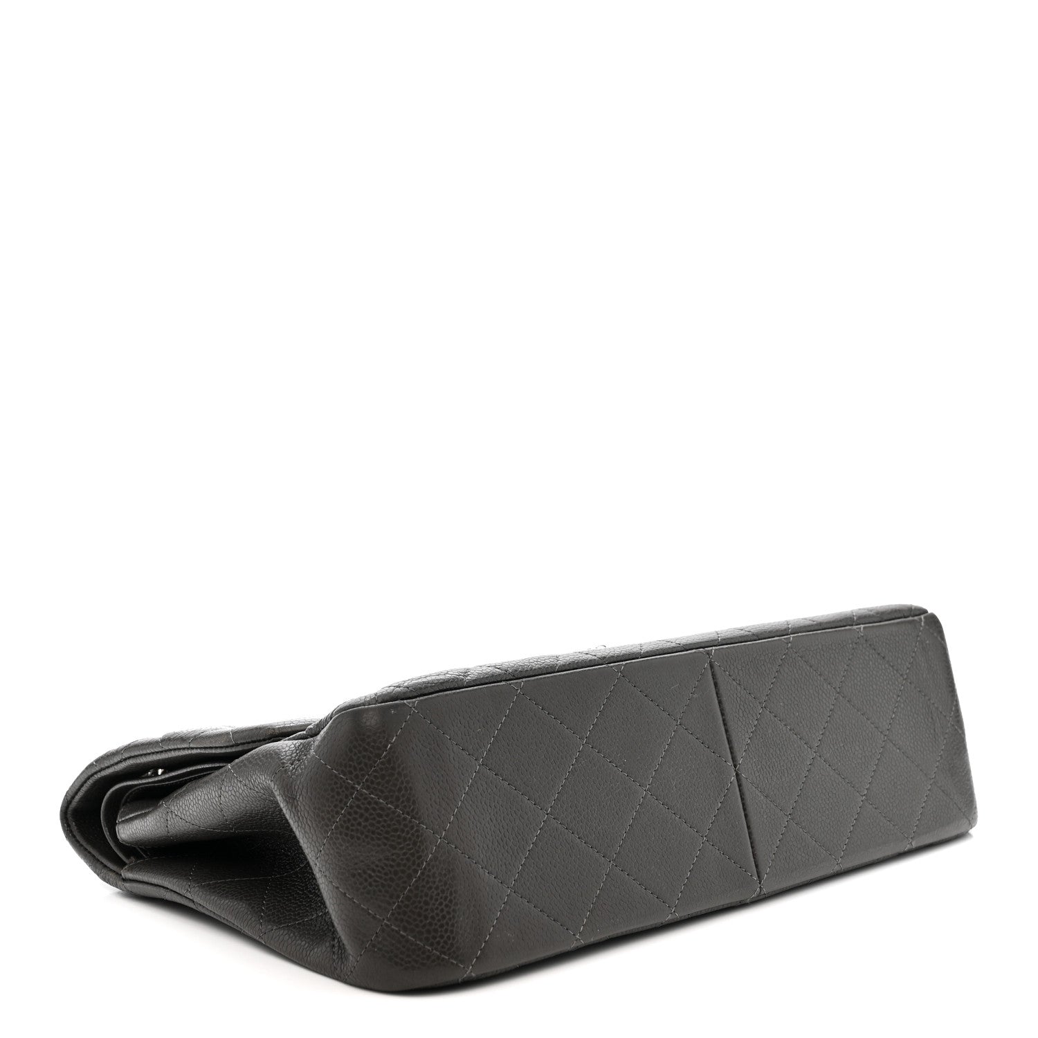 Caviar Quilted Jumbo Double Flap Grey