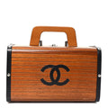 Wood Lambskin CC Vanity Case Brown Black