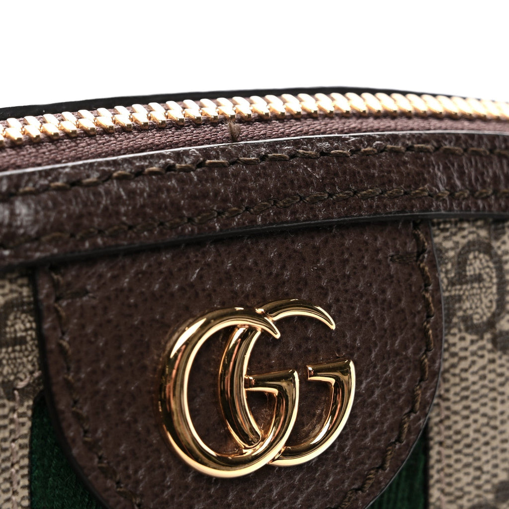 GG Supreme Monogram Textured Dollar Calfskin Web Small Ophidia Dome Shoulder Bag Beige Ebony New Acero