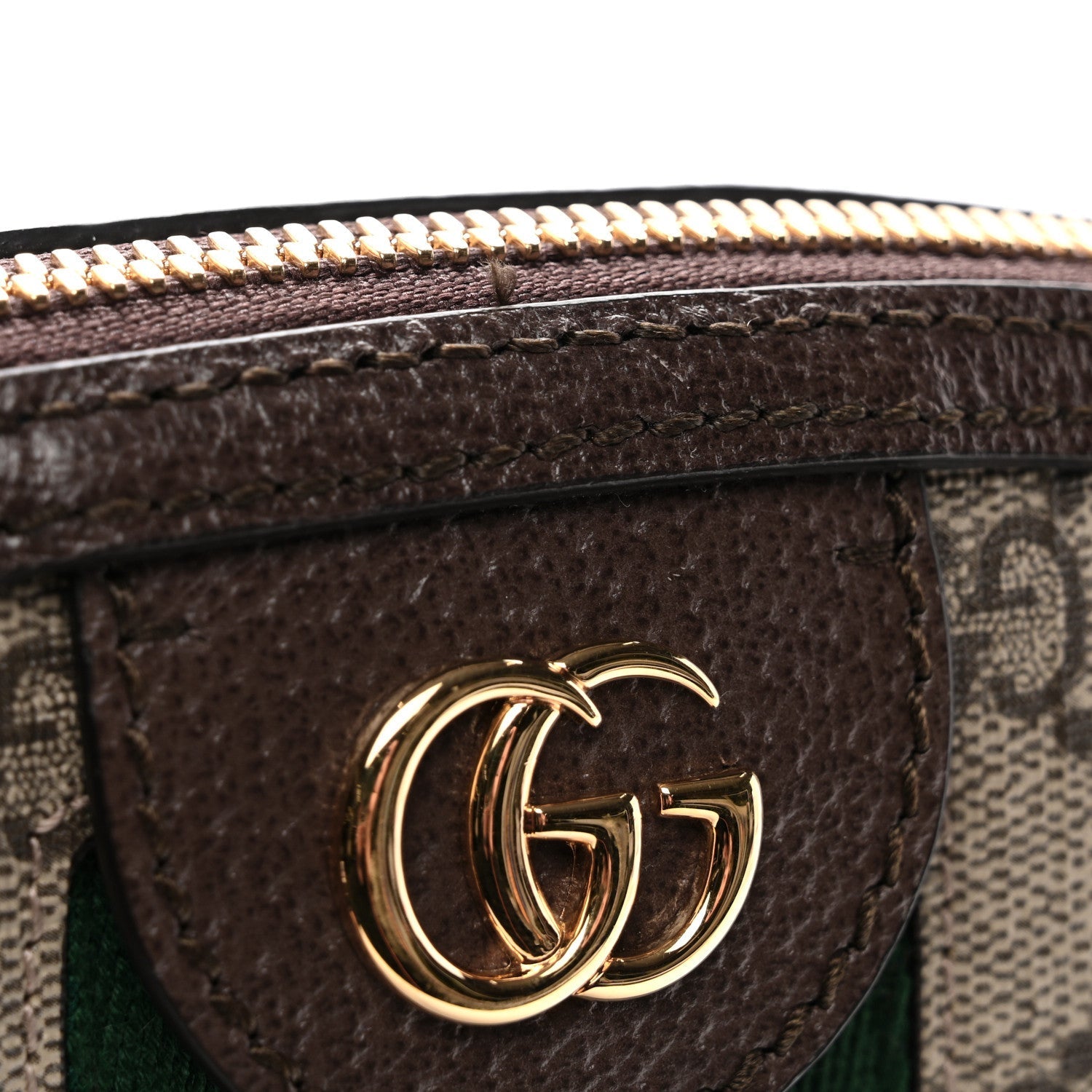GG Supreme Monogram Textured Dollar Calfskin Web Small Ophidia Dome Shoulder Bag Beige Ebony New Acero