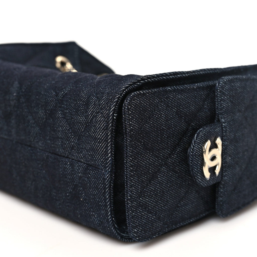 Denim Quilted Mini Chanel 25 Handbag Dark Blue