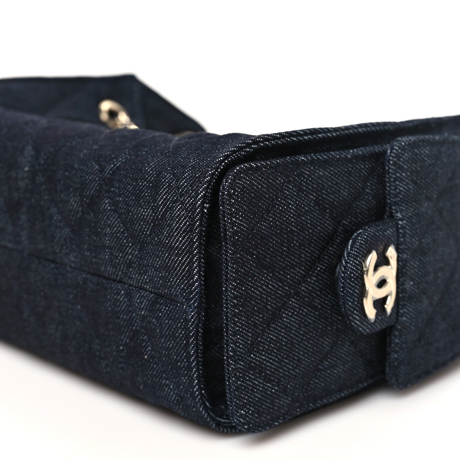 Denim Quilted Mini Chanel 25 Handbag Dark Blue