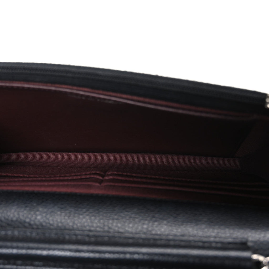 Caviar Quilted Wallet on Chain WOC Black