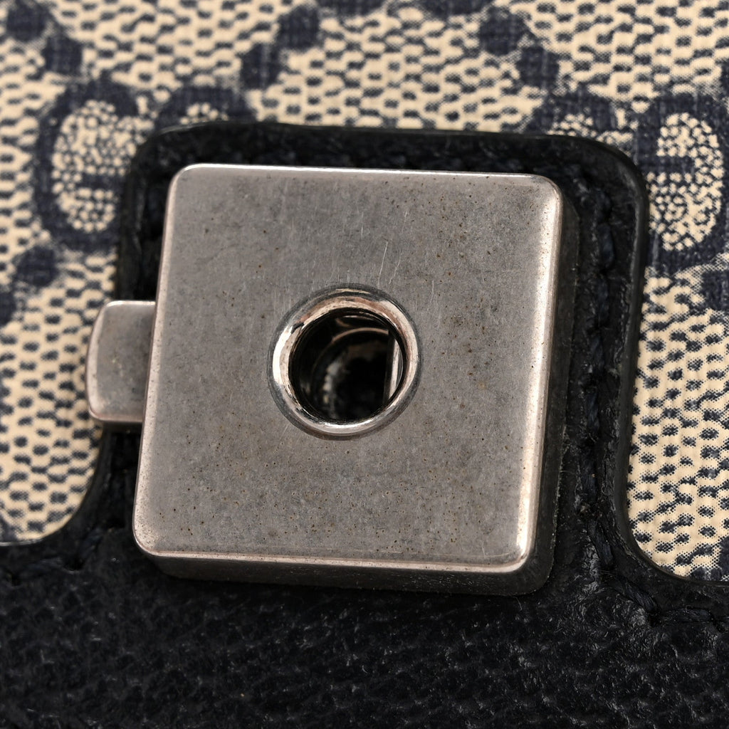 GG Supreme Monogram Textured Dollar Calfskin Small Rectangular Dionysus Shoulder Bag Beige Blue